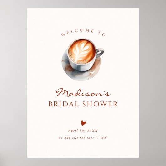 Boho Coffee Vrijgezellenfeest Heart Welkom Poster (Voorkant)