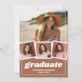 Boho Color Graduation Party met 4 foto's Kaart (Voorkant)