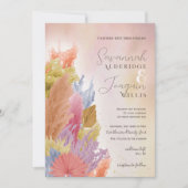 BOHO COLORFUL DRIED GRASS WATERVERF INVITATIE KAART (Voorkant)