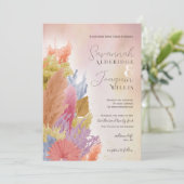 BOHO COLORFUL DRIED GRASS WATERVERF INVITATIE KAART (Staand voorkant)
