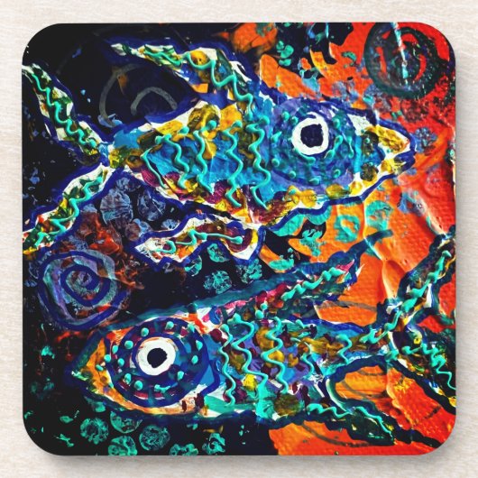 Boho Colorful Fish Coaster set Bier Onderzetter (Voorkant)
