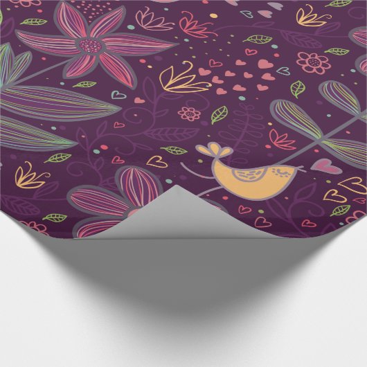 Boho Colorful Fun Bird Pattern Cadeaupapier (Hoek)