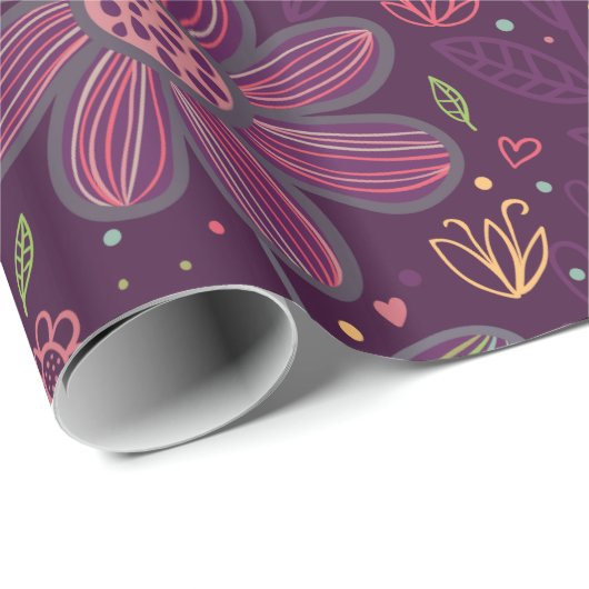 Boho Colorful Fun Bird Pattern Cadeaupapier (Rol Hoek)