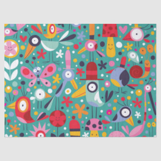 Boho Colorful Fun Bird Pattern Tissuepapier