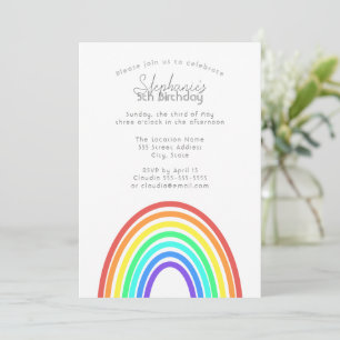 Boho Colorful Rainbow en Stripes Birthday Party Kaart