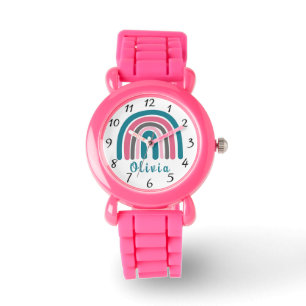 Boho Colorful Rainbow met persoonlijke naam Horloge