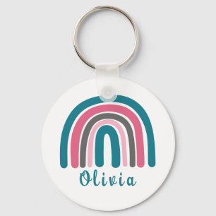 Boho Colorful Rainbow met persoonlijke naam Sleutelhanger