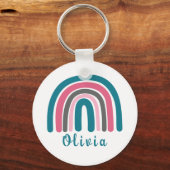 Boho Colorful Rainbow met persoonlijke naam Sleutelhanger (Voorkant)