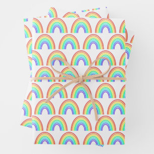 Boho Colorful Rainbow Pattern Birthday Party Inpakpapier Vel