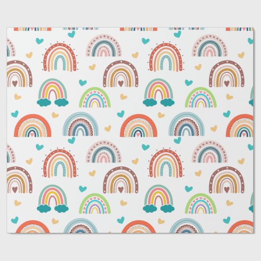 Boho Colorful Rainbows Cadeaupapier (Vlak)