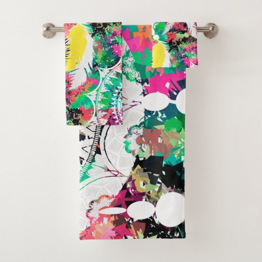 Boho Colorful Tribal Abstracte Kunst Bad Handdoek (Insitu)