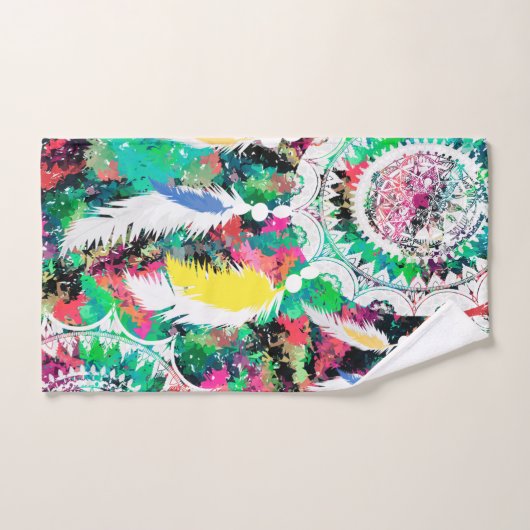 Boho Colorful Tribal Abstracte Kunst Bad Handdoek (Handdoek)