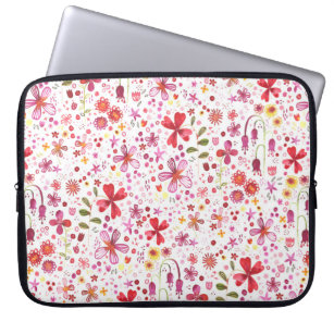 Boho Colorful Wild Flower Waterverf Laptop Sleeve