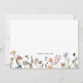 Boho Colorful Wild Flowers Personalized Stationery Notitiekaartje (Voorkant)