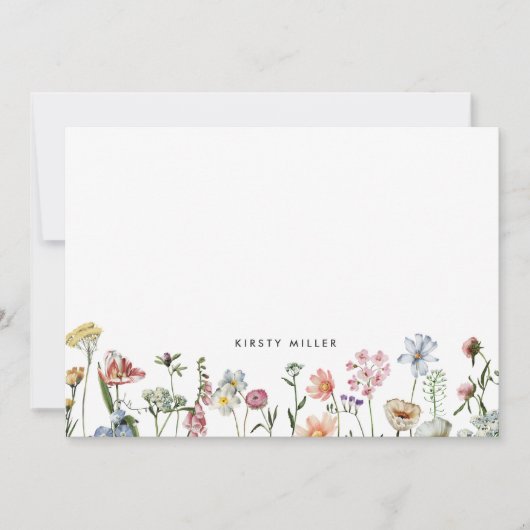 Boho Colorful Wild Flowers Personalized Stationery Notitiekaartje (Voorkant)