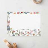 Boho Colorful Wild Flowers Personalized Stationery Notitiekaartje (Voorkant / Achterkant in situ)
