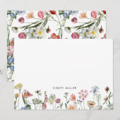 Boho Colorful Wild Flowers Personalized Stationery Notitiekaartje (Voorkant / Achterkant)