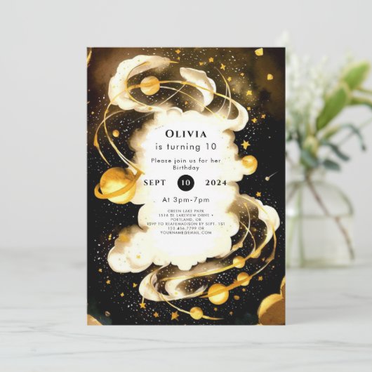 Boho Comet Space Verjaardag Kaart (Staand voorkant)