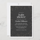 Boho Constellations Stars Black Gold Baby shower Kaart (Voorkant)