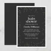 Boho Constellations Stars Black Gold Baby shower Kaart (Voorkant / Achterkant)