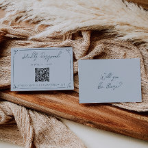 Boho Cool Marina Blauwe Frame QR Code Trouw 