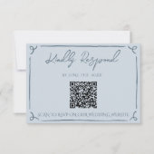 Boho Cool Marina Blue Frame QR Code Wedding RSVP Kaartje (Voorkant)