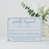 Boho Cool Marina Blue Frame Whimsy Wedding RSVP (Staand voorkant)