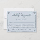 Boho Cool Marina Blue Frame Whimsy Wedding RSVP Kaartje (Voorkant)