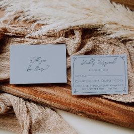 Boho Cool Marina Blue Frame Whimsy Wedding RSVP Kaartje