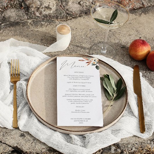 Boho Copper & Beige Floral Menu