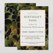 Boho Copper Black Green Floral Birthday Kaart (Voorkant / Achterkant)