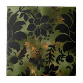 Boho Copper Black Green Floral Tegeltje (Voorkant)