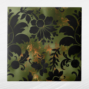 Boho Copper Black Green Floral Tegeltje
