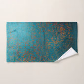 Boho Copper Blue Damask Grunge Handdoek (Handdoek)