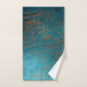 Boho Copper Blue Damask Grunge Handdoek (Handdoek)