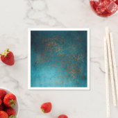 Boho Copper Blue Damask Grunge Servet (Insitu)