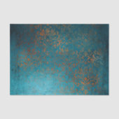 Boho Copper Blue Damask Grunge Tissuepapier (Voorkant)