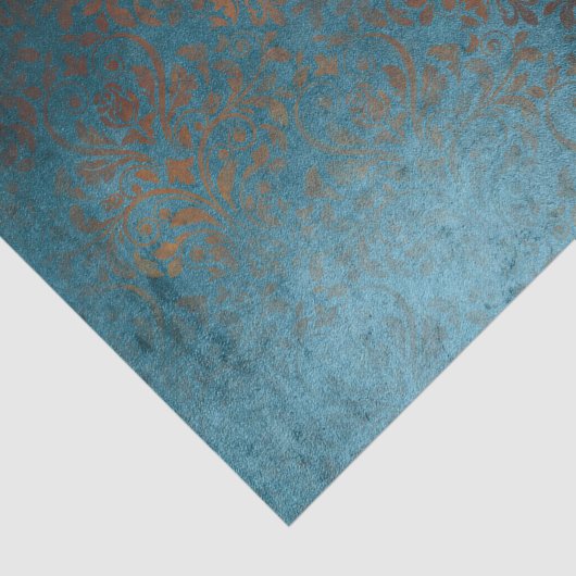 Boho Copper Blue Damask Grunge Tissuepapier (Detail)