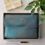 Boho Copper Blue Damask Grunge Tissuepapier (Geschenk)
