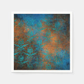 Boho Copper Blue Floral Damask Grunge Servet (Voorkant)