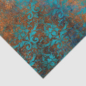 Boho Copper Blue Floral Damask Grunge Tissuepapier (Detail)