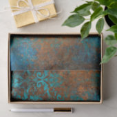 Boho Copper Blue Floral Damask Grunge Tissuepapier (Geschenk)
