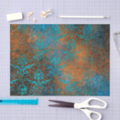 Boho Copper Blue Floral Damask Grunge Tissuepapier (Craft)