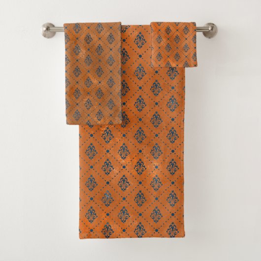 Boho Copper Blue Graphic Deco Bad Handdoek (Insitu)