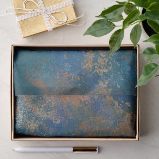Boho Copper Blue Grunge Tissuepapier (Geschenk)