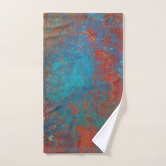 Boho Copper Blue Oranje Red Grunge Handdoek (Handdoek)