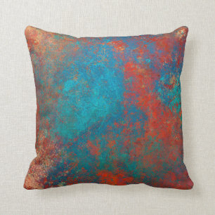 Boho Copper Blue Oranje Red Grunge Kussen