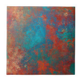 Boho Copper Blue Oranje Red Grunge Tegeltje (Voorkant)