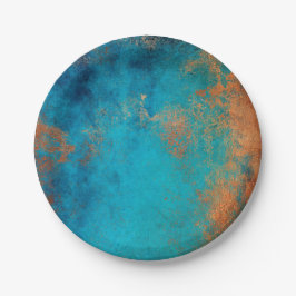 Boho Copper Blue Rustic Papieren Bordje