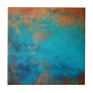 Boho Copper Blue Rustic Tegeltje